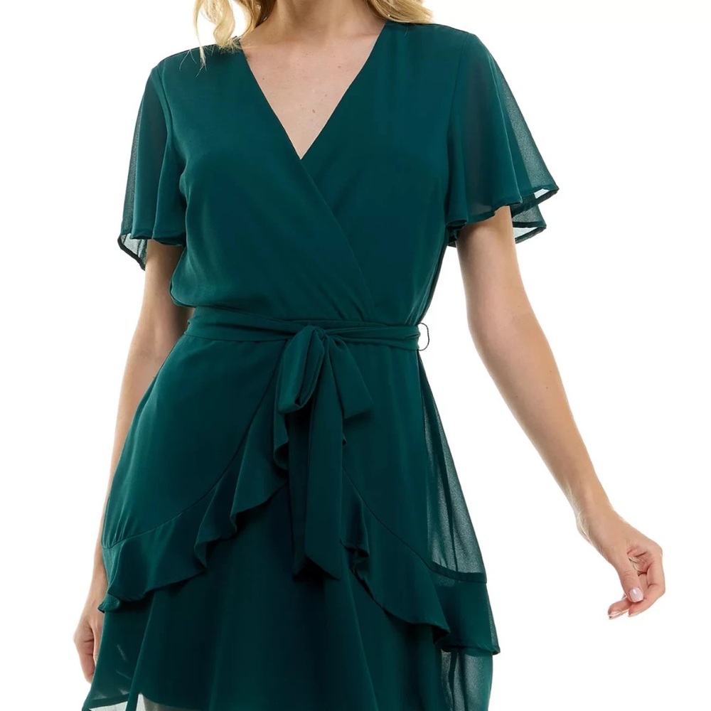 As U Wish Teal Wrap Mini Dress